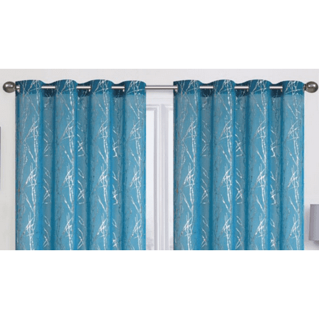 Set Of 2 Martina Grommet Top Snow Voile Curtain Panels With Silver