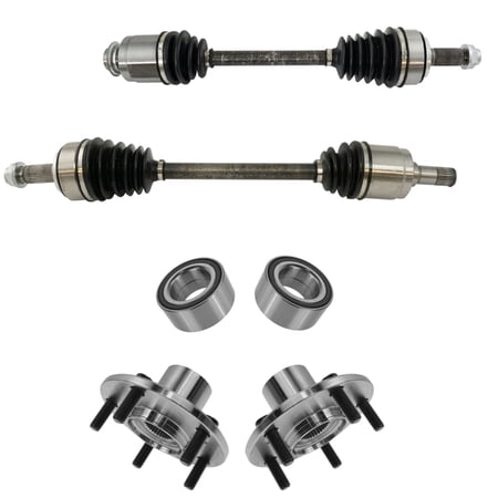 TRQ New Front CV Axle Shaft Assembly Wheel Hub Bearing Set 6pc Compatible with Accord V6 AT Auto Fits select: 2008-2012 HONDA ACCORD