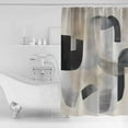 thumbnail image 4 of Small Stall Shower Curtain 48x72 Inch Narrow Half Size Abstract Gray Brown Bath Curtains Bathroom Decor Simple Geometric Art Waterproof Fabric Shower Curtain Set with Hooks 48 Inch, 4 of 6