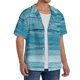 thumbnail image 2 of Balery Teal Turquoise Fluid Stripes Camisa Casual de Manga Corta con Botones para Hombre, Texturizada, Estilo Cubano, para Playa, Verano-4X-Large, 2 of 5