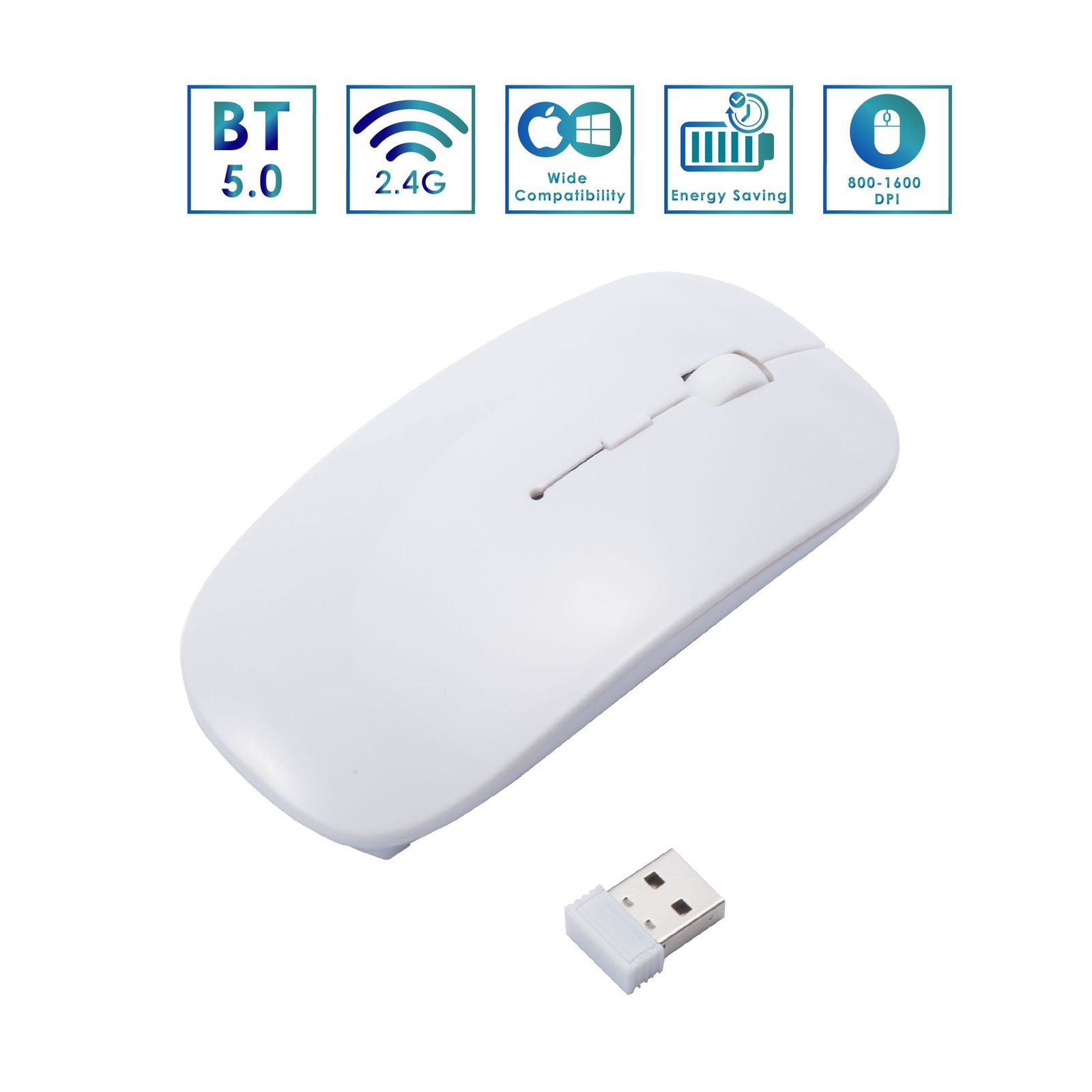 Tablets NEW 2.4 GHz WHITE WIRELESS OPTICAL MOUSE FOR APPLE Mac book 