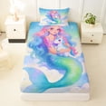 thumbnail image 3 of Feelyou Dreamy Unicorn Mermaid Twin Sheet Sets for Girls, Watercolor Galaxy Bedding, Blue Pink, 3pcs, 3 of 5