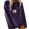 thumbnail image 4 of Gibobby Sudadera con forro polar Mujer Sudadera sin sombrero a con cuello redondo y estampado de flores informal a la moda para mujer (Morado, L), 4 of 5