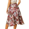 thumbnail image 3 of INSPIRE CHIC Women's Floral Tropical Boho Midi Wrap Skirt XS Red, 3 of 6
