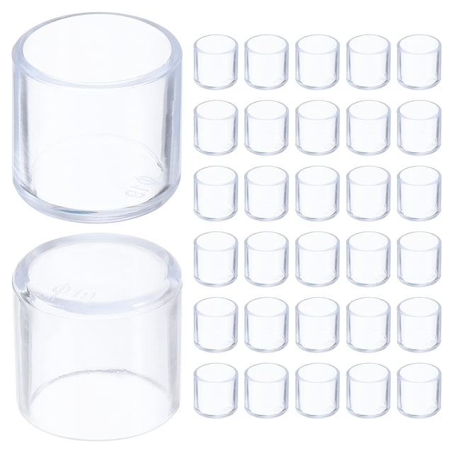 Uxcell 32 Pcs Protectores de Suelo de Silicona para Patas de Silla 19 mm/0.75" Redondos Tapas Antideslizantes para Patas de Silla para Pisos de Madera Reducir Ruido y Rasguños, Transparente