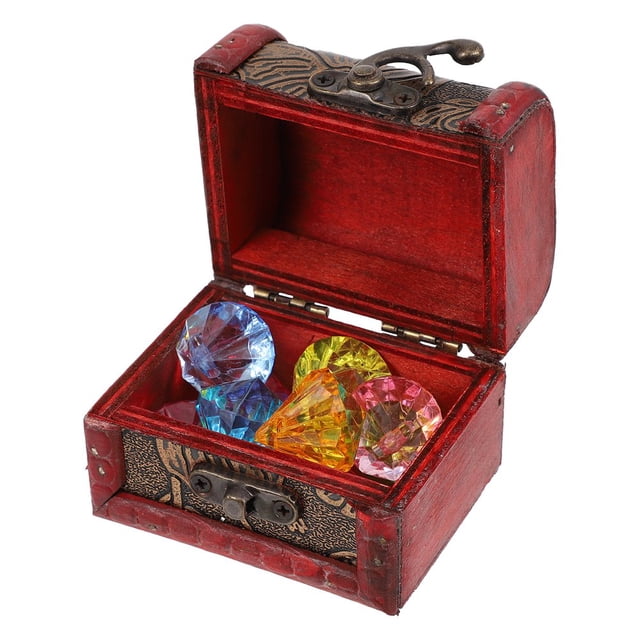 AMERTEER 1 Set Pirate Treasure Chest with Gemstones Acrylic Diamond Gems Treasure Box