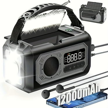 Emergency Radio Solar & Hand Crank Powered - NOAA Weather, AM/FM, Flashlight, USB Charger