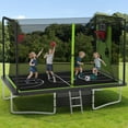thumbnail image 3 of 8X12FT Rectangular Trampoline with Enclosure Net, SEGMART Big Outdoor Rectangle Trampoline with Basketball Hoop, Large Square Trampoline 1322LBS Weight Capacity with Storage Bag for Kids, Adults, 3 of 10