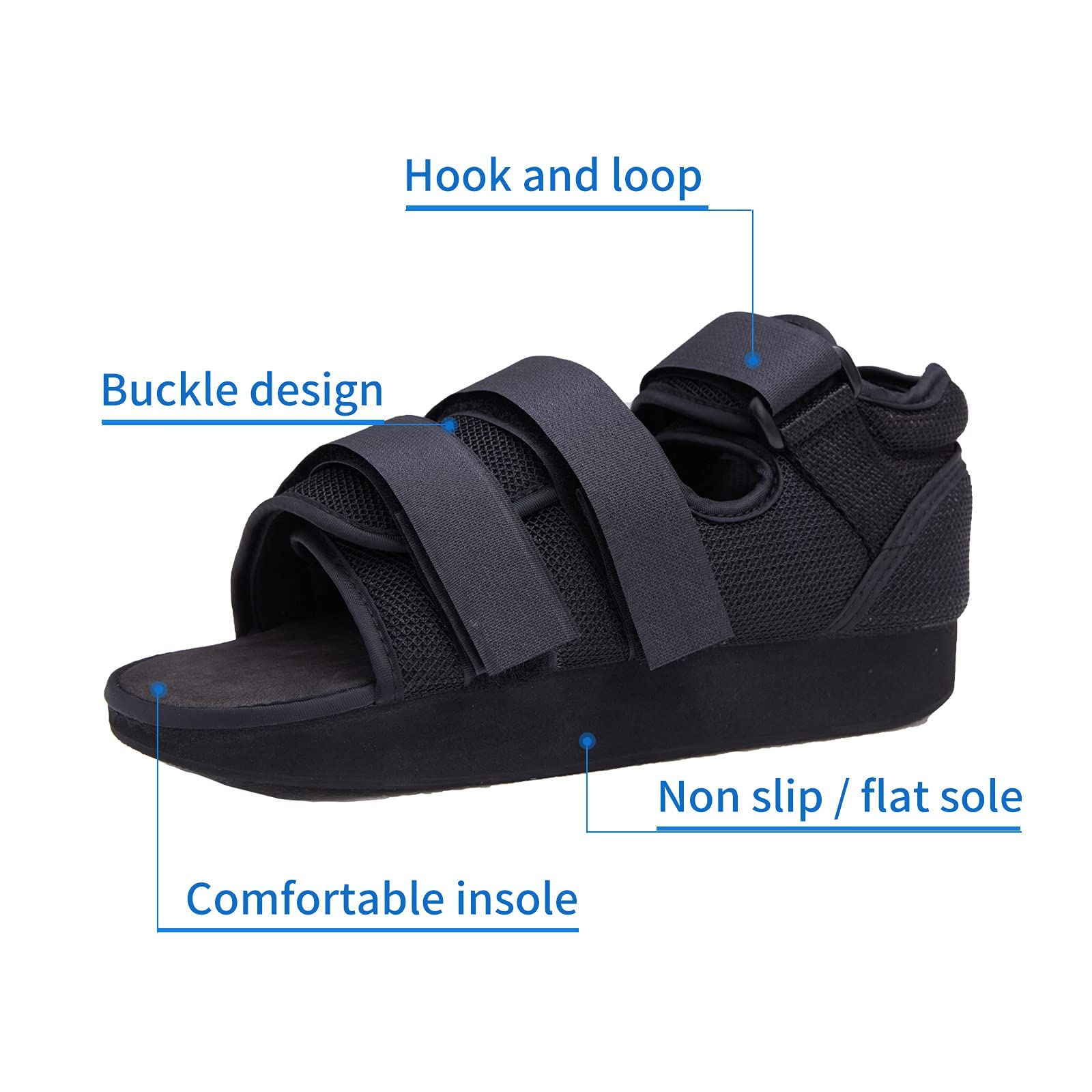 Post Op Shoe - Lightweight Medical Walking Shoes with Adjustable Strap - Orthopedic Recovery Cast Shoe for Post Surgery, Fractured Foot, Injured Toes, Stress Fracture, Sprains - Left or Right Foot - image 4 of 7