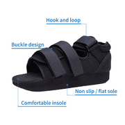 Post Op Shoe - Lightweight Medical Walking Shoes with Adjustable Strap - Orthopedic Recovery Cast Shoe for Post Surgery, Fractured Foot, Injured Toes, Stress Fracture, Sprains - Left or Right Foot