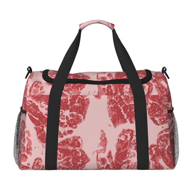 Easygdp Red Meat Bolsa de Gimnasio, Bolsa de Viaje Duffel, Bolsa de Fin de Semana con Compartimentos, Bolsa de Mano para Noche