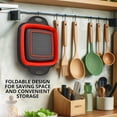 thumbnail image 4 of Colador Cuadrado Plegable con Asas - Rojo Coladores de Cocina Cuadrados de Silicona con Asas de Plástico Colador de Cocina Plegable Perfecto para Escurrir Pasta Verduras y Frutas Rojo, 4 of 9