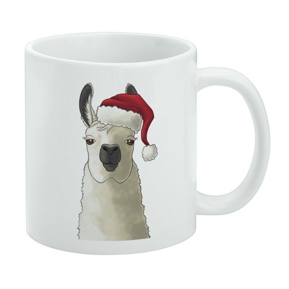 Fa La La La Llama Christmas Santa Hat White Mug