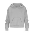 thumbnail image 4 of Mrat Oversized Sweatshirt Zipper Womens Hoodies Long Sleeve Oversized Sweatshirts Pockets Drop Shoulder Tops Womens Fitted Zip up Sweatshirt S-33 Gray M, 4 of 6