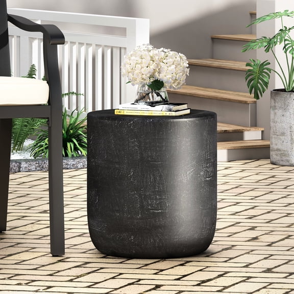 Lightweight Concrete Side Table, Matte Black, 15.77"x15.77"x15.35", For Outdoor And Indoor Use, Stylish Modern Easy To Clean Surface