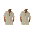 thumbnail image 1 of Guardurnaity Camisa abotonada para hombre de viaje, senderismo, verano, fiesta en la piscina, playa, caminar, Color sólido, camisetas ajustadas, Caqui METRO 2piezas, 1 of 6