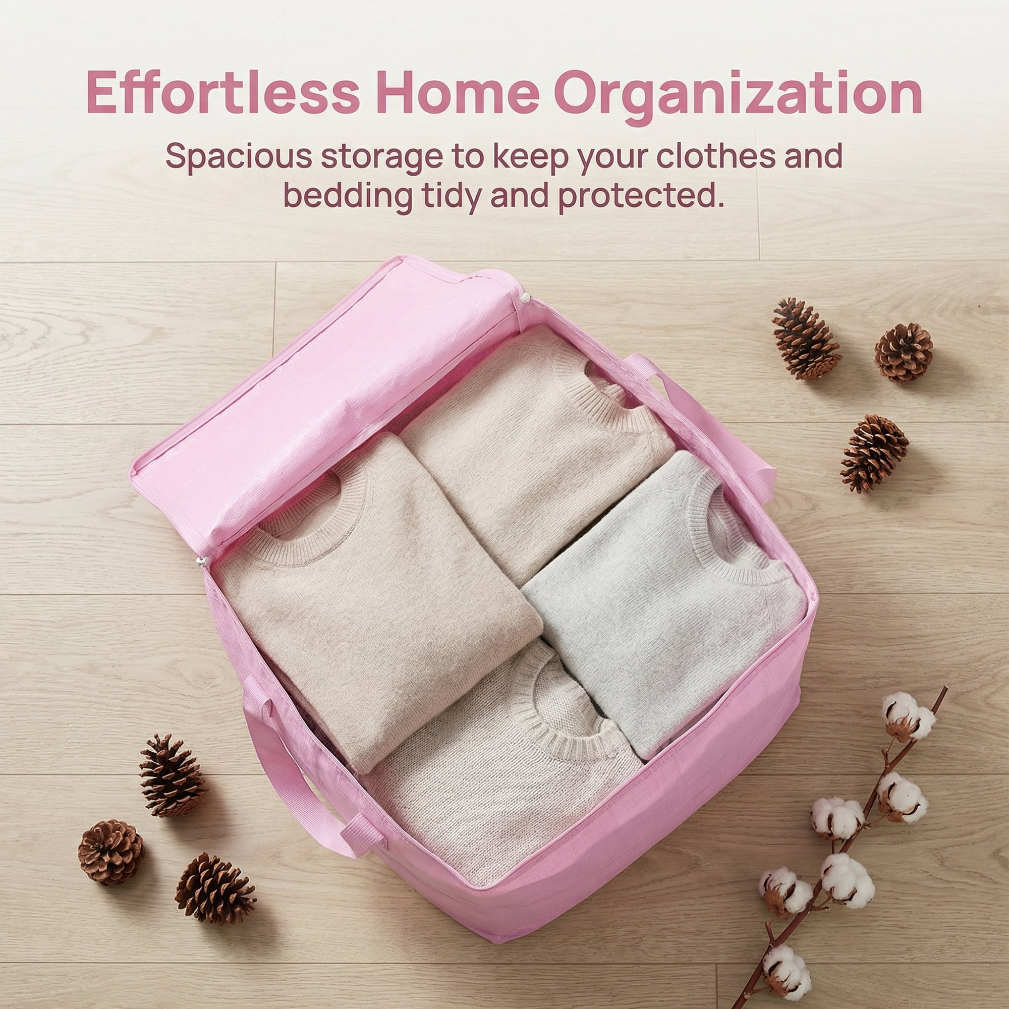 Unique Bargains Clothes Storage Bag with Handles Pink 23.6"x19.7"x23.6"