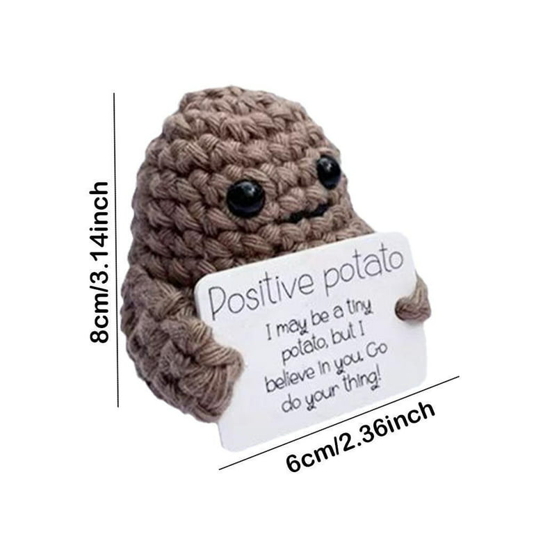 TOYMIS Mini Funny Positive Potato, 3 inch Knitted Potato Toy with Positive  Ca