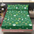 thumbnail image 5 of ZIATUBLES 3 Pcs King Size Cooling Bed Sheet Set, Green Paw Bones Print, Soft Polyester Bedding Set, 1 Fitted Sheet and 2 Pillowcases, Breathable Comfortable Sheets for Bedroom, 5 of 9