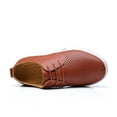 thumbnail image 2 of Calceus Mens Summer Breathable Business Leisure Hollow Solid Leather Shoes Brown 11.5, 2 of 9