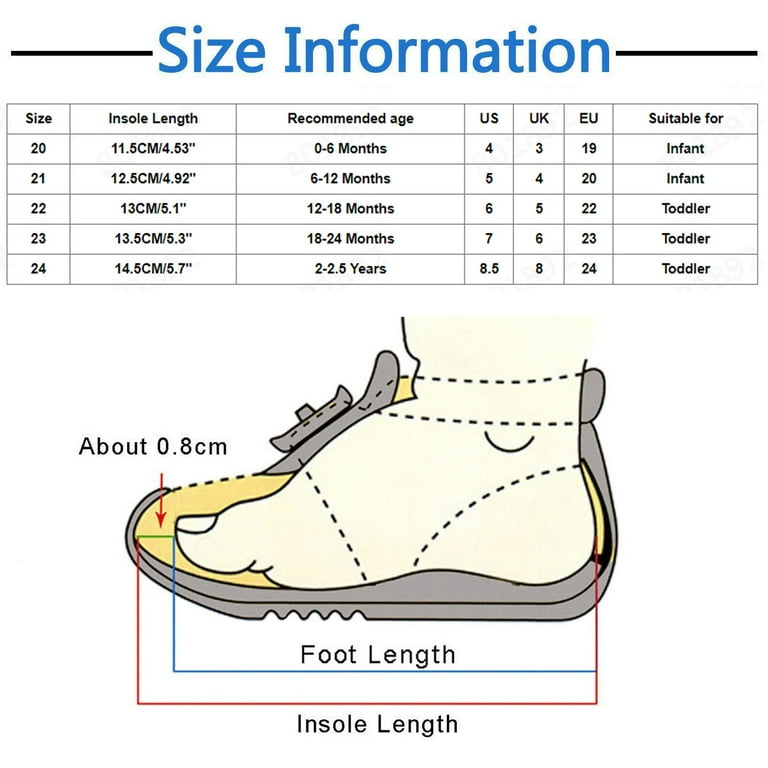 Kids slippers size on sale chart