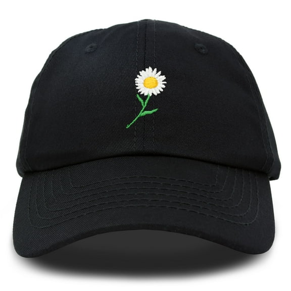 DALIX Daisy Flower Hat Womens Floral Baseball Cap in Black