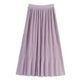 thumbnail image 4 of RUTAYY 2025 Spring Summer New Pleated Design Elastic High Waist Knee Length Mid-Length Skirt For Women Solid Color Flowy Swing Pleated Beach Skirts, 4 of 4