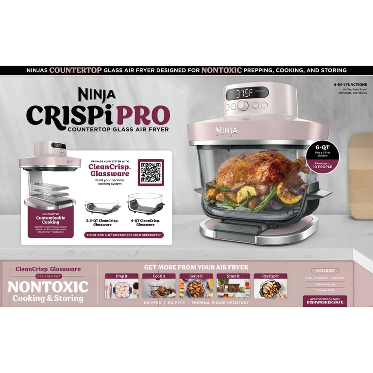 Ninja Crispi Pro 4-in-1 Glass Air Fryer, 4-Qt Glass Container with