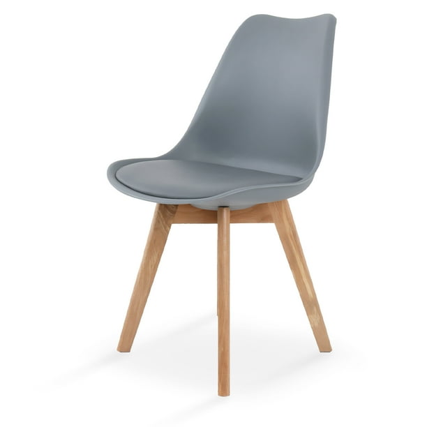 Silla de Comedor Moderna con Asiento Acolchado de Diseño Minimalista Tipo Eames Pedestal - Silla Ergonomica Acojinada con Estructura de Madera Ideal para Interior