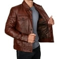 thumbnail image 3 of Men's Leather Trucker Jacket - Brown, 3 of 5