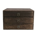 thumbnail image 1 of Shisuyan 1Pc Solid Wood Storage Desk Box Retro Drawer Type Desktop Organizer (3 Layer), 1 of 8