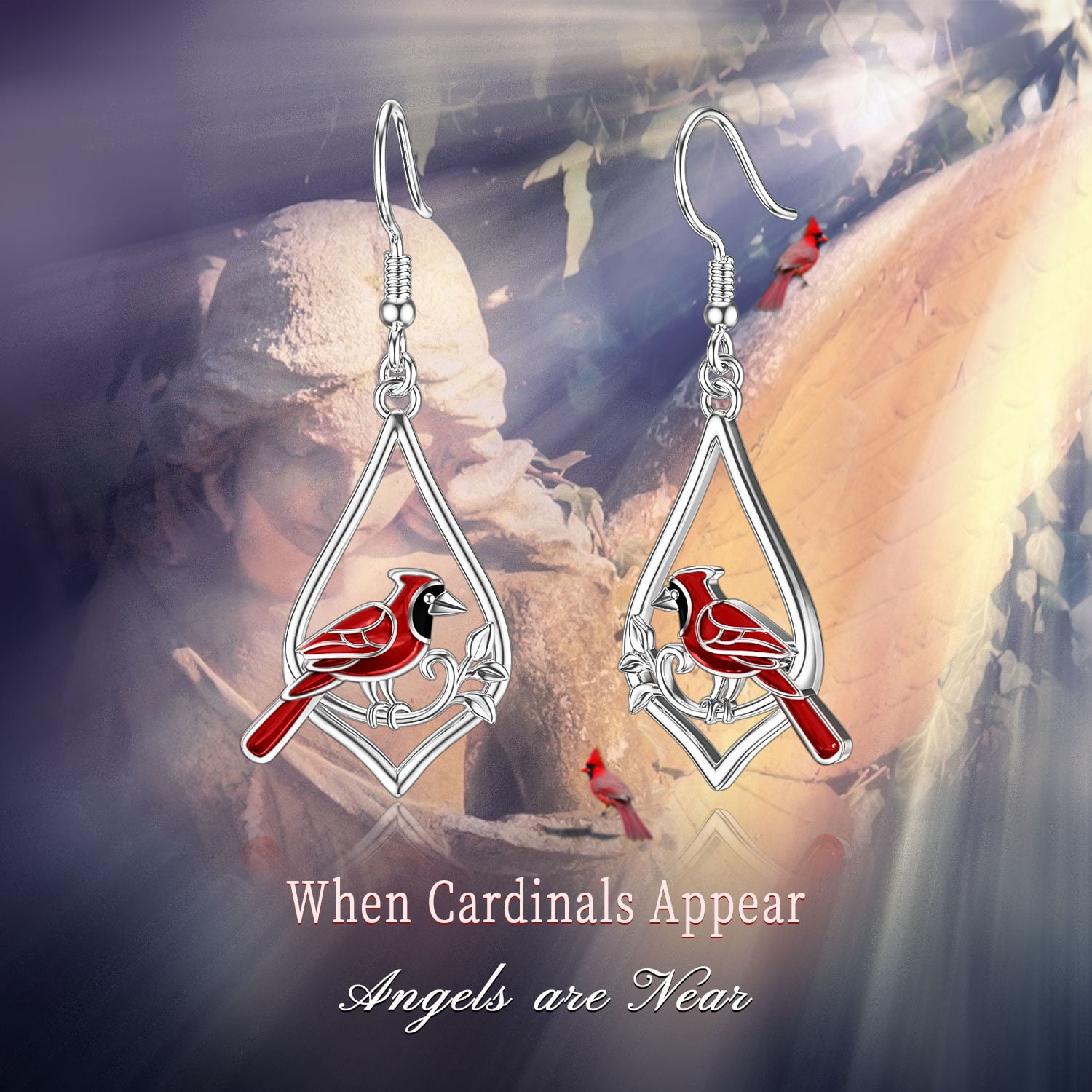 Coachuhhar Cardinal Earrings for Women 925 Sterling Silver Cardinal Dangling Earrings Bird Earrings Cute Animal Drop Earrings Cardinal Jewelry Gifts for Mother's Day Friends