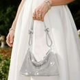 thumbnail image 2 of Spencer Women Chic Evening Bag Glitter Handbag Shiny Purse for Travel Vacation Party Lady Rhinestone Clutch Purse Shoulder Bag, Silver, 2 of 10