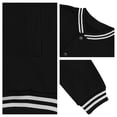 thumbnail image 4 of Mens Fleece Varsity Jacket Casual Stand Collar Snap Button Baseball Bomber Coat Retro Solid Outerwear for Fall Winter, 4 of 4
