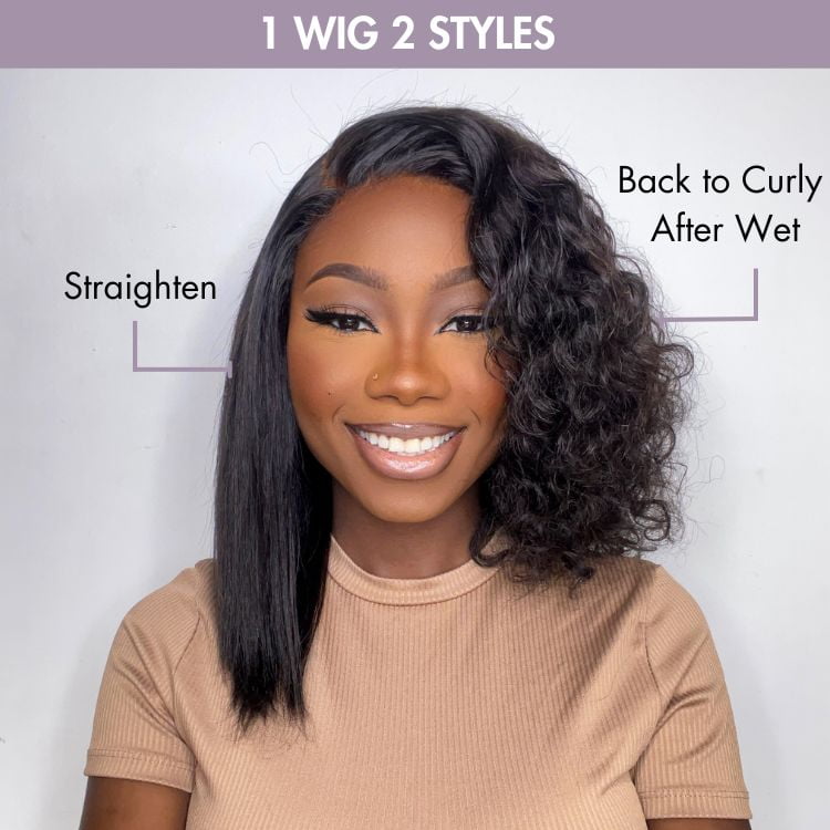 LUVME Wet and Wavy 5x5 Closure Pre-Cut Lace Water Wave Wig Glueless Side Part Human Hair Wig Breathable Cap
