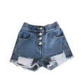 thumbnail image 3 of WIBACKER 3-9T Kid Girl's Denim Shorts Ripped Frayed Raw Hem Jeans Summer Shorty Shorts, 3 of 9