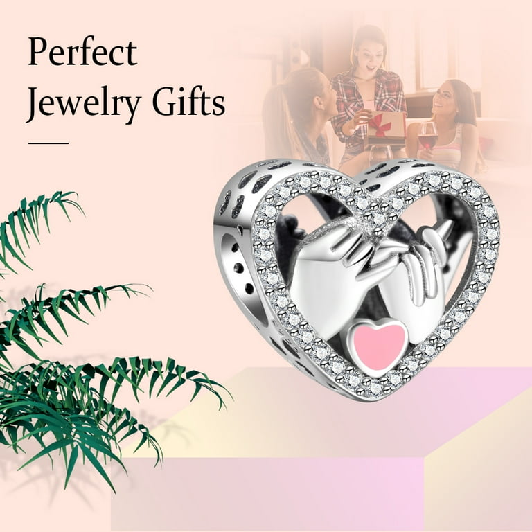 Silver Plating Promise for Love Heart Beads Fit Charm Bracelet DIY Jewelry Gift