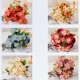 thumbnail image 2 of Namzi 3 Packs Artificial Camellia Flowers Faux Flowers Silk Hydrangea Bouquet Vintage Wedding (Cameo brown), 2 of 3