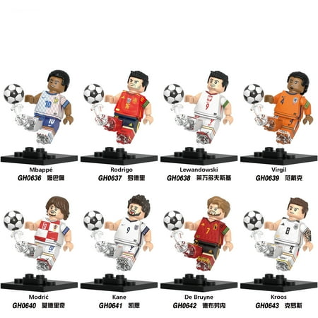 8 PCS Soccer Superstars Minifigure Set, World Cup Action Figures Rodrigo Kroos Building Blocks Toy, Birthday Gifts for Kids and Fans