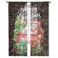 thumbnail image 2 of Merry Christmas Sheer Curtains 84 Inches Long, Red Truck Pine Tree Snowflakes Wooden Light Filtering Window Curtains for Living Room/Bedroom, Rod Pocket Voile Sheer Drapes, 52"Wx84"L, 2 Panels, 2 of 9