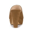 thumbnail image 2 of BLISSFUL STEP Women's Shoes Chunky Platform Open Toe Slides Block Heel Sandals Brown 8.5, 2 of 7