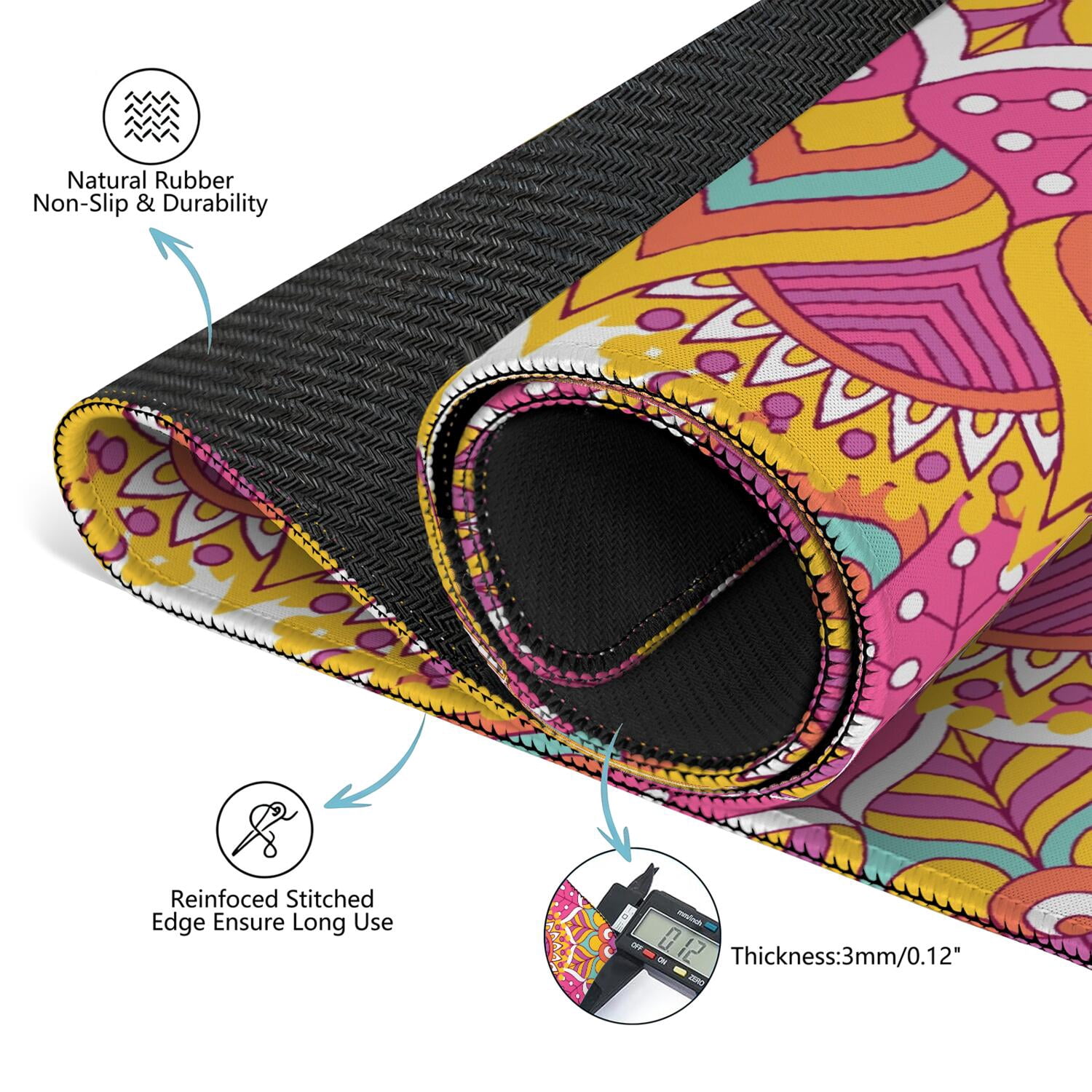 Mandala Mahjong Mat for Table, 31.5*31.5in Anti Slip American Mahjong Table Cloth, Noise Reduction, Neoprene Mah jongg Mat with Carrying Bag & 3 Dices, Mahjong Accessories Gift, Board Tile Games Mats