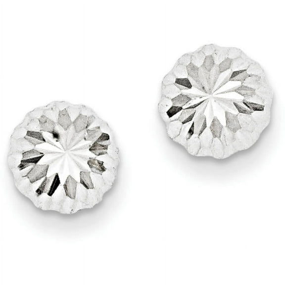 Primal Gold 14K White Gold and Diamond Cut Half Ball Post Earrings