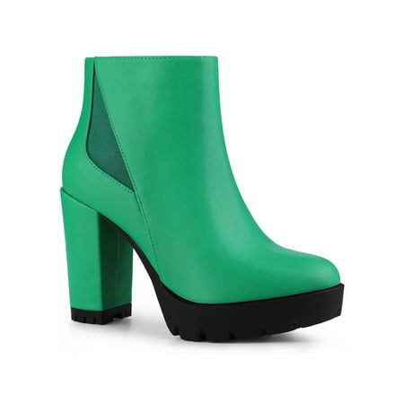 

Allegra K Women s Round Toe Chunky Heels Platform Ankle Boots