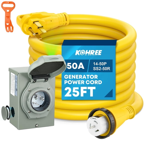Kit de cable de generador y caja de entrada de alimentación Kohree 50A 25FT