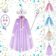 thumbnail image 4 of XUELUO Toddler Girls Outfit Sets Party With Star Wand Glitter Headband Jewelry Cape Birthday Dress Up Cloak Activewear,Pink,3-9 Years, 4 of 4