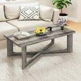thumbnail image 4 of Gymax Coffee Table Solid Rubber Wood Center Table w/ X-Shaped Base for Living Room, 4 of 10
