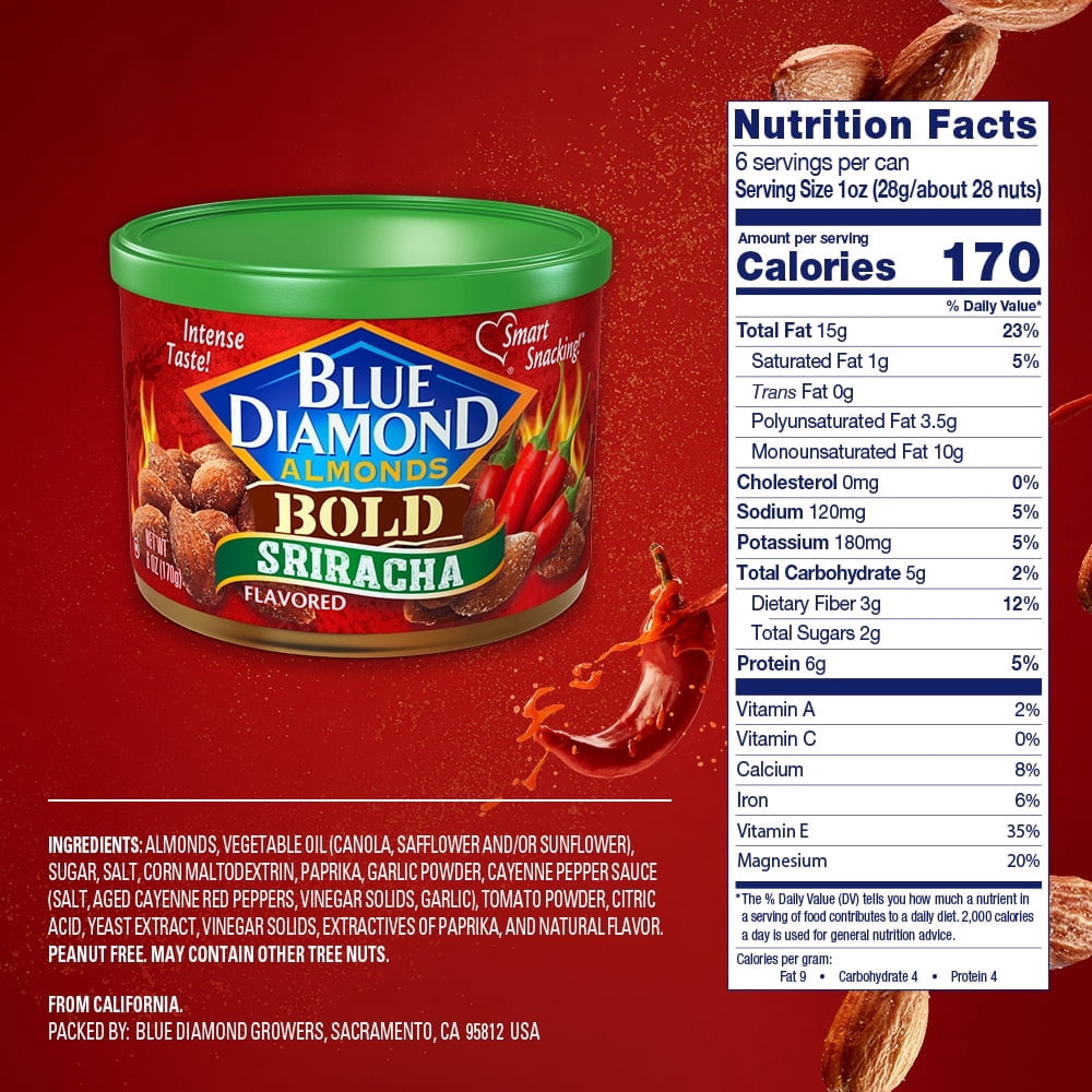 Blue Diamond Almonds Bold Sriracha Flavored Almonds, 6 Oz.
