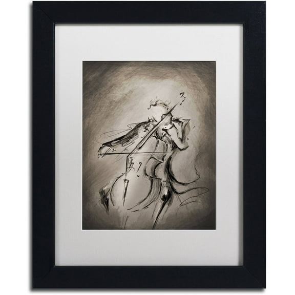 Trademark Fine Art 'The Cellist' Canvas Art by Marc Allante, White Matte, Black Frame