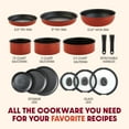 thumbnail image 2 of T-fal Ingenio Expertise, Nonstick Cookware Set, 14 Piece, Induction Oven Safe 500F, RV, Detachable Handle, Cherry Red, 2 of 8
